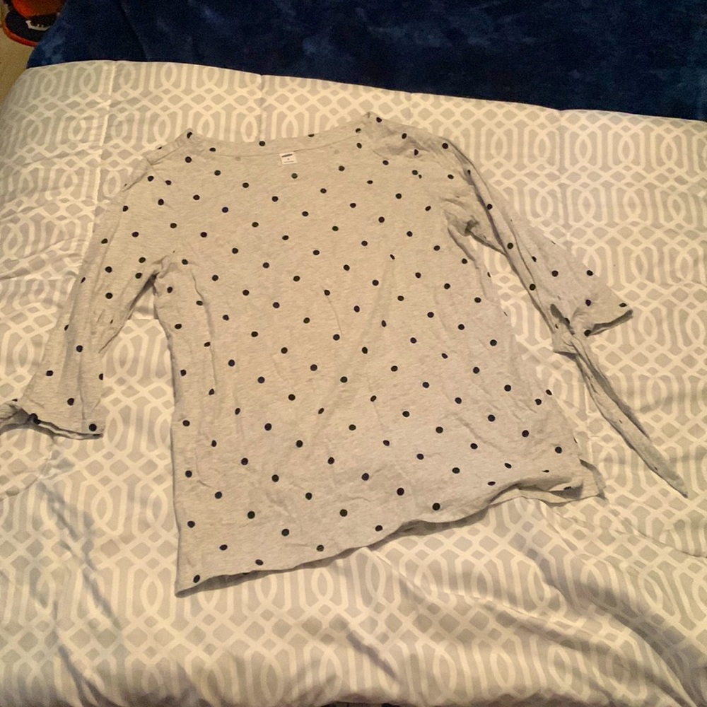 NWOT Old Navy ladies 3/4 tie sleeve 100% cotton polka dot tee